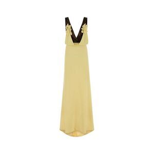 Costarellos Women Pastel Yellow Crepe Janessa Long Dress